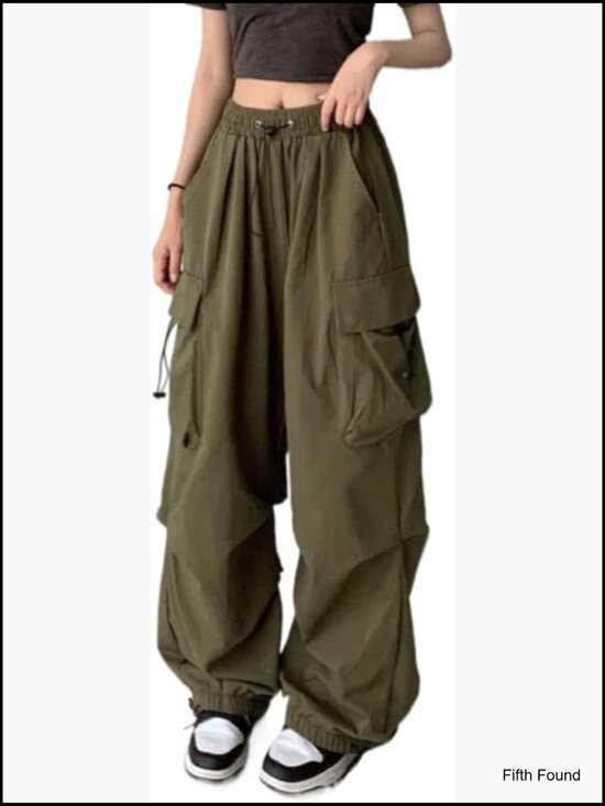 Pants - Women's Baggy Cargo Pants High Waist Straight Leg Multi Pocket Loose Fit